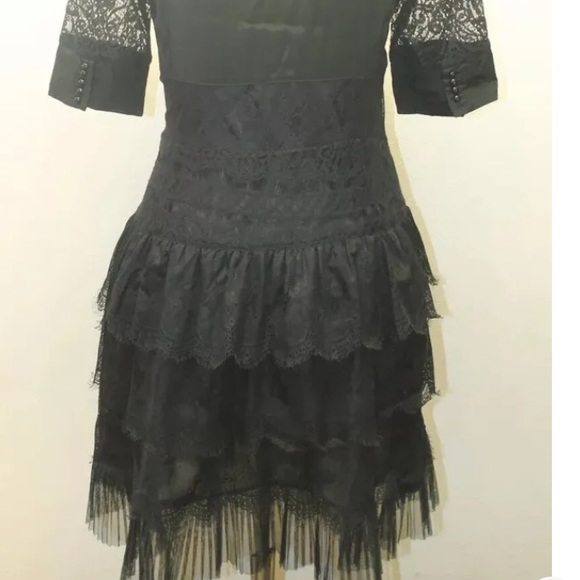 Esprit Women’s Lace Fit Flare Tiered Ruffle Dress Black Cotton Sz EU 38 - Picture 7 of 14